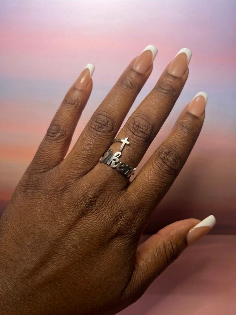 Custom Name Cross Ring
