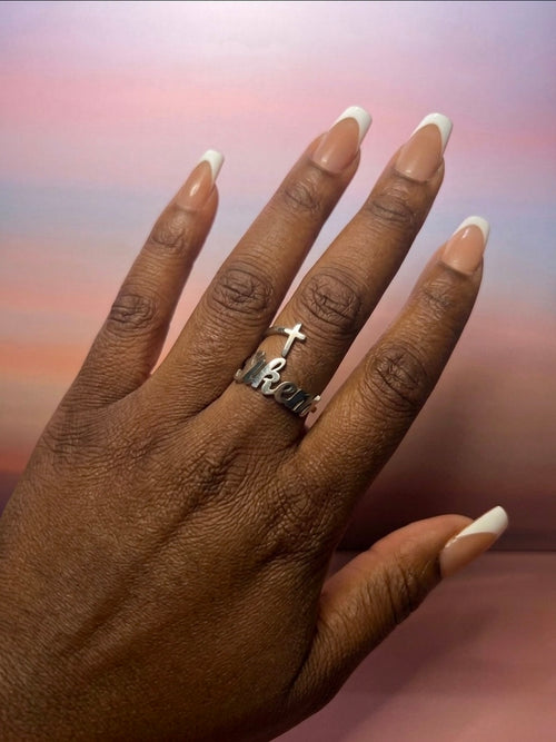 Custom Name Cross Ring