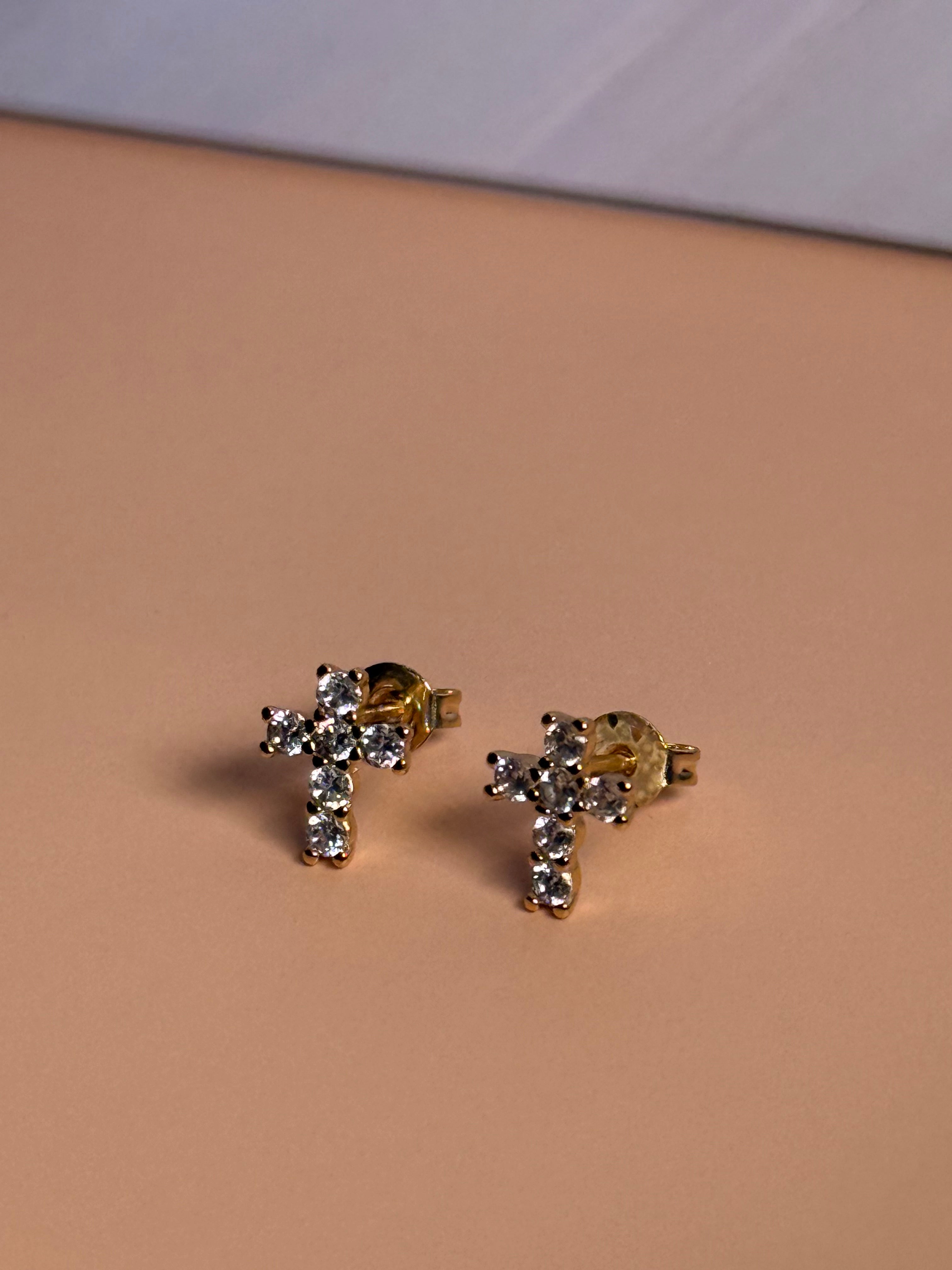 Small Studded Cross Earrings