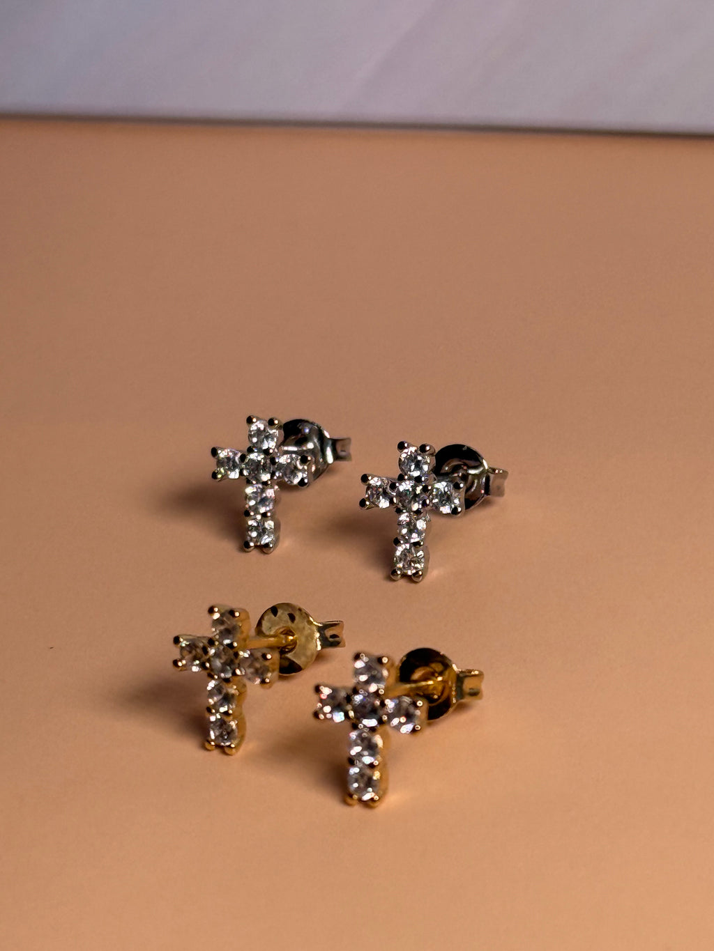 Small Studded Cross Earrings
