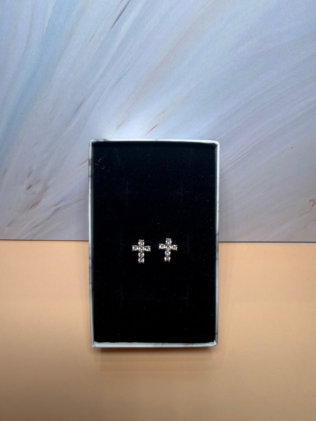 Small Studded Cross Earrings